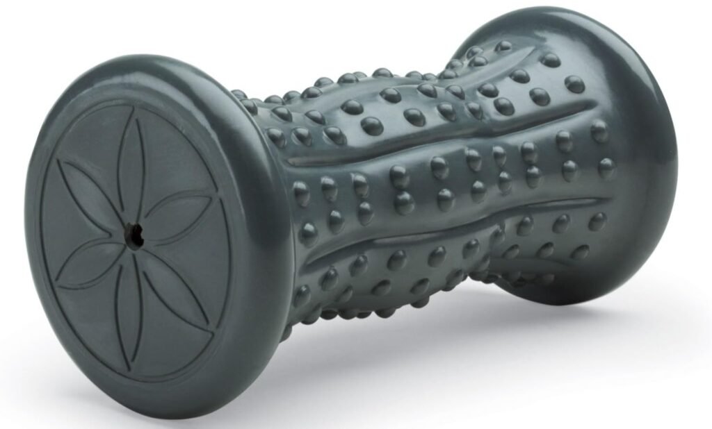 An image of a massage roller with a textured surface designed for deep tissue muscle relief. The cylindrical roller is lightweight, portable, and features raised ridges to help target tight muscles and improve circulation. It's ideal for self-massage, stretching, and post-workout recovery.